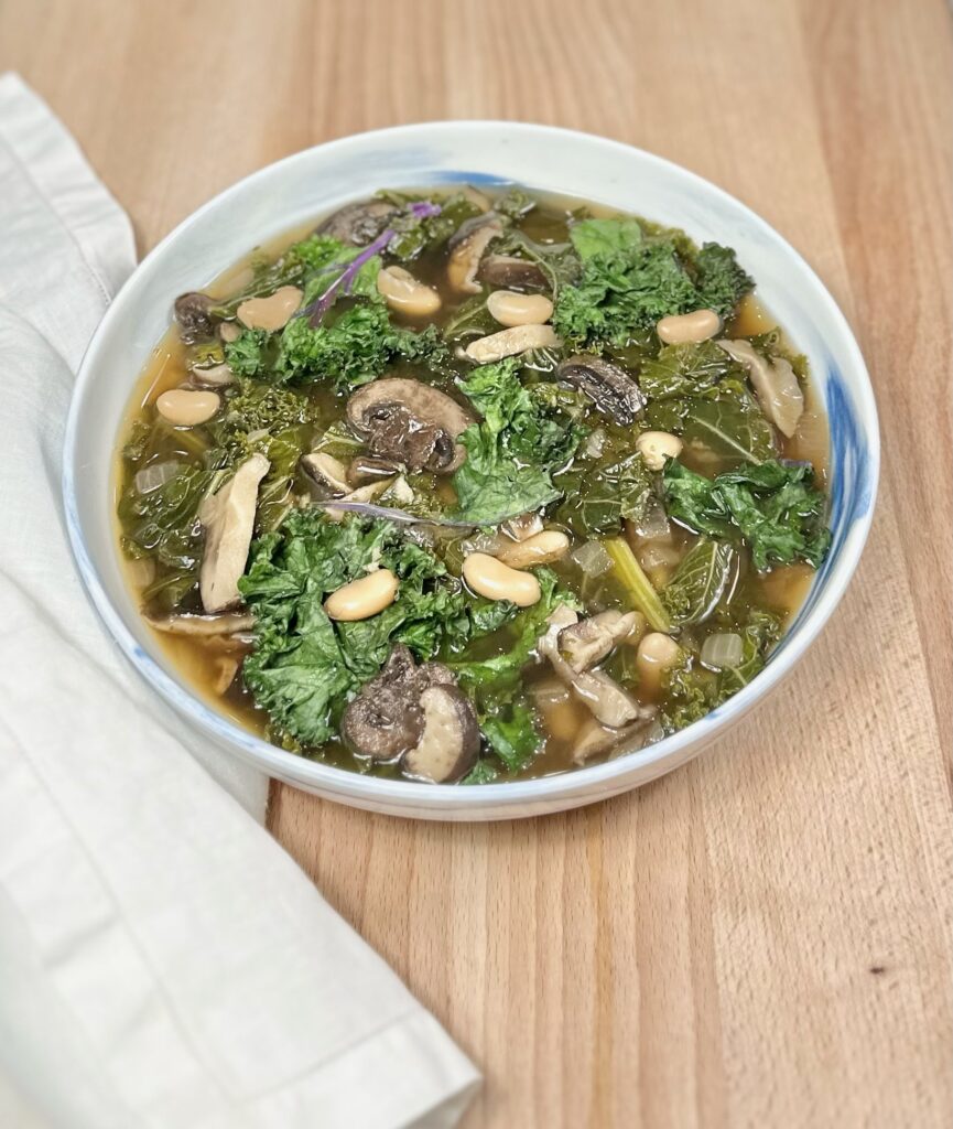 Kale Mushroom White Bean Soup