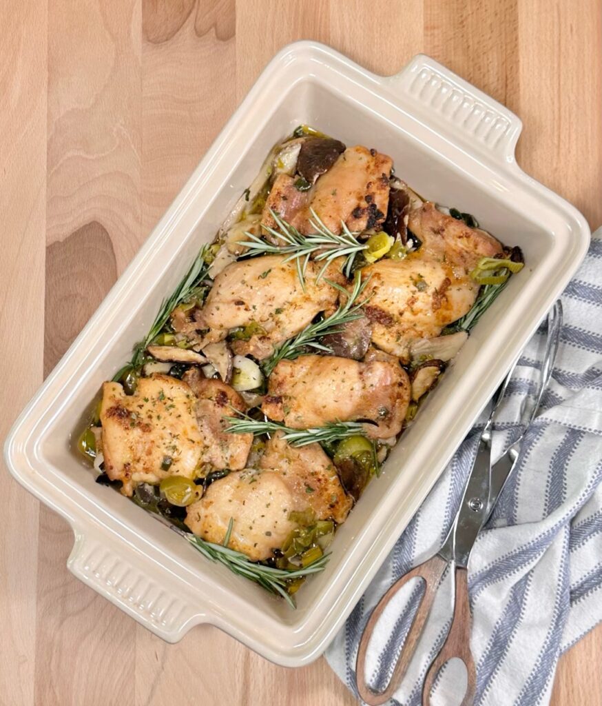 Baked Chicken Thighs with Mushrooms and Leeks
